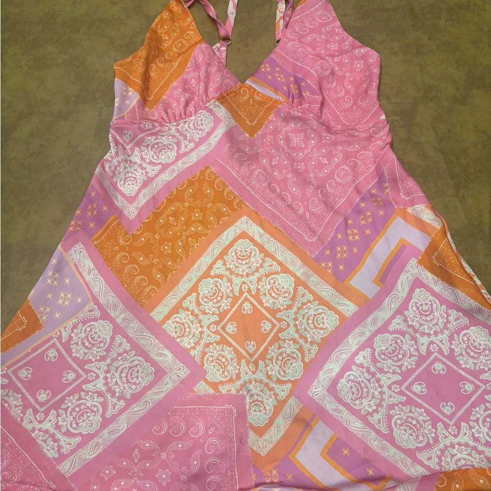 Skatie Pink and Orange Bandana Print Dress
